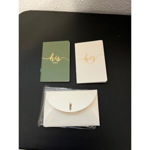 Sage Green and Cream Wedding Vow Book Set with Gold Foil His and Her Journals